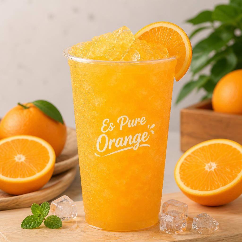 Pure Orange Te Sate dengan rasa jeruk segar dan warna cerah alami